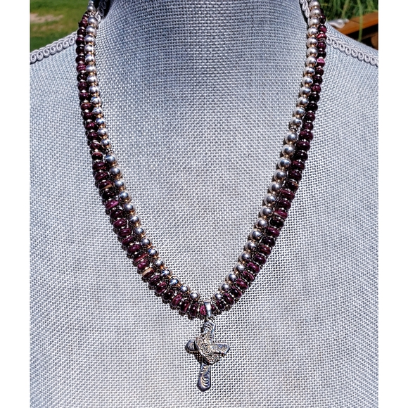 SOLD RARE Purple Spiny Oyster Sterling Silver Necklace - Picture 2 of 7